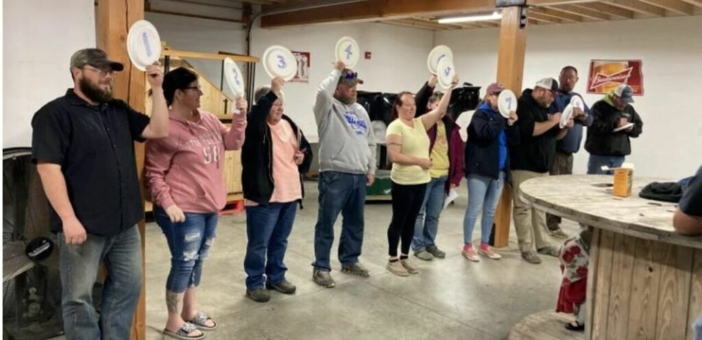 People participating in indoor group activity