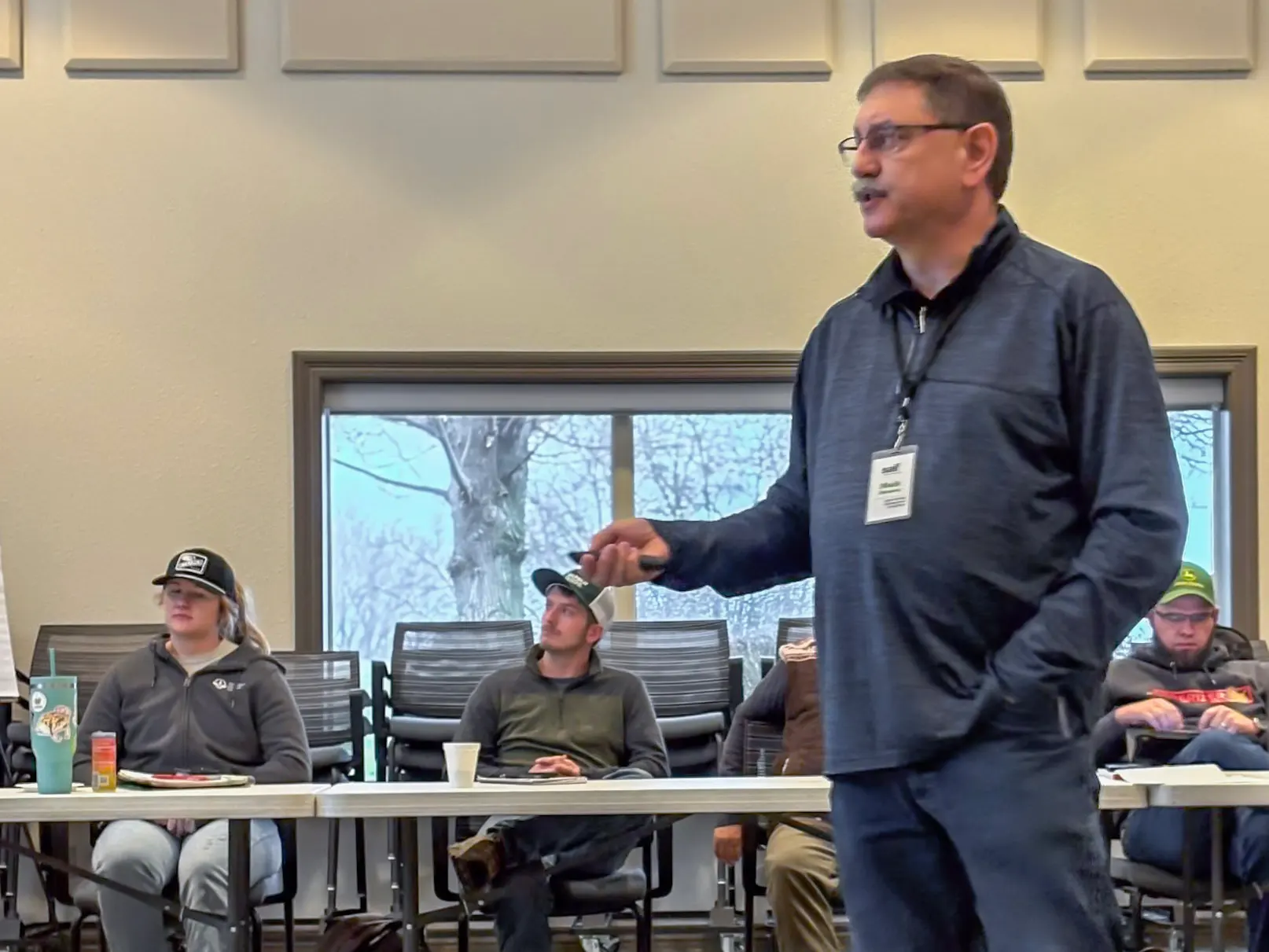Speaker presenting during meeting
