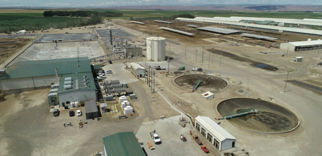 Aerial view of industrial agricultural facility