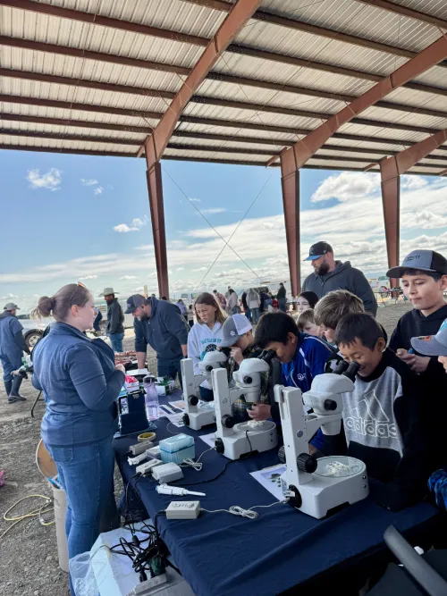 Students participating in outdoor Ag science activity